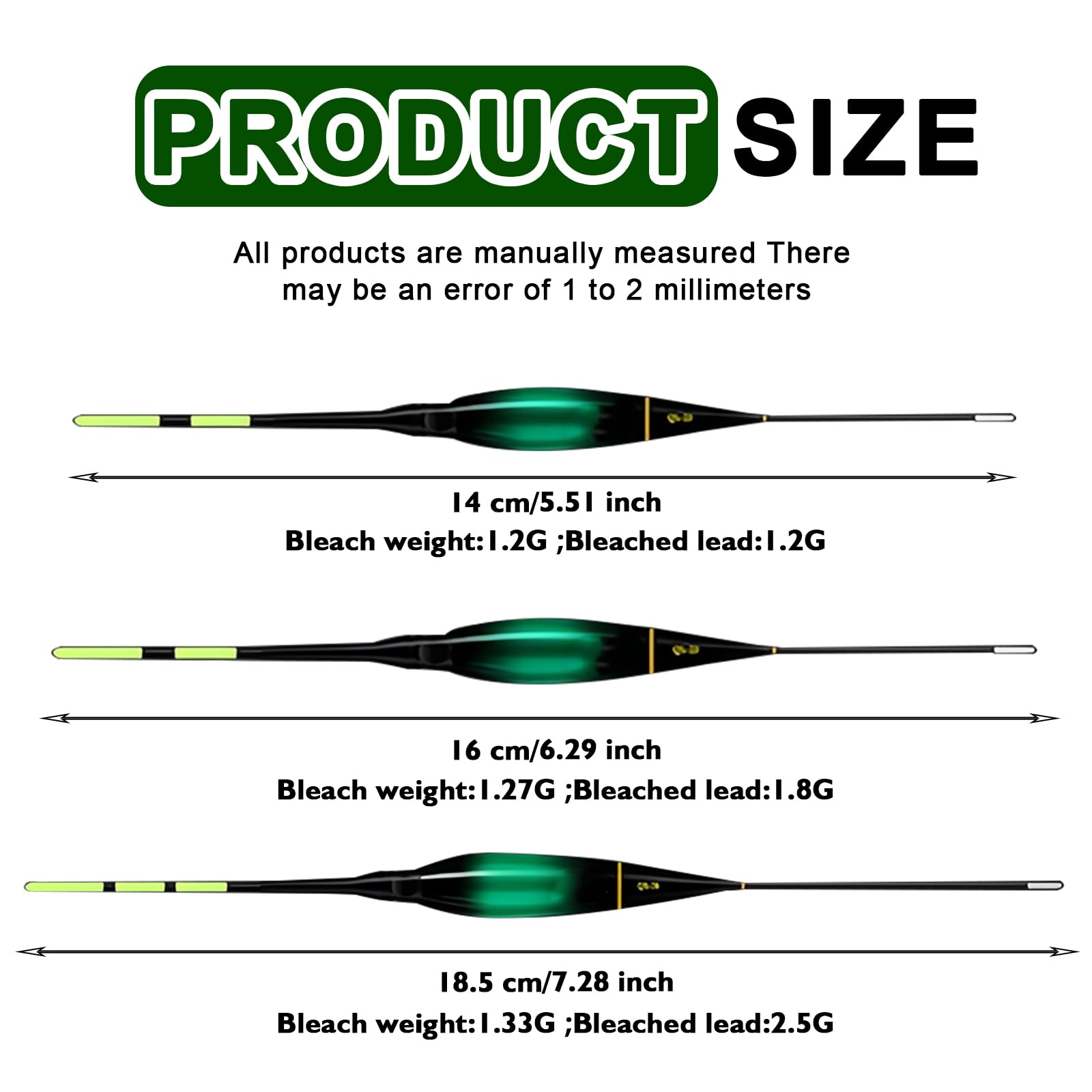 Image secondaire de WIYETY Lot de 3 flotteurs de pêche à LED avec détection de gravité et base, décoloration du crochet de dentition, avec chargeur