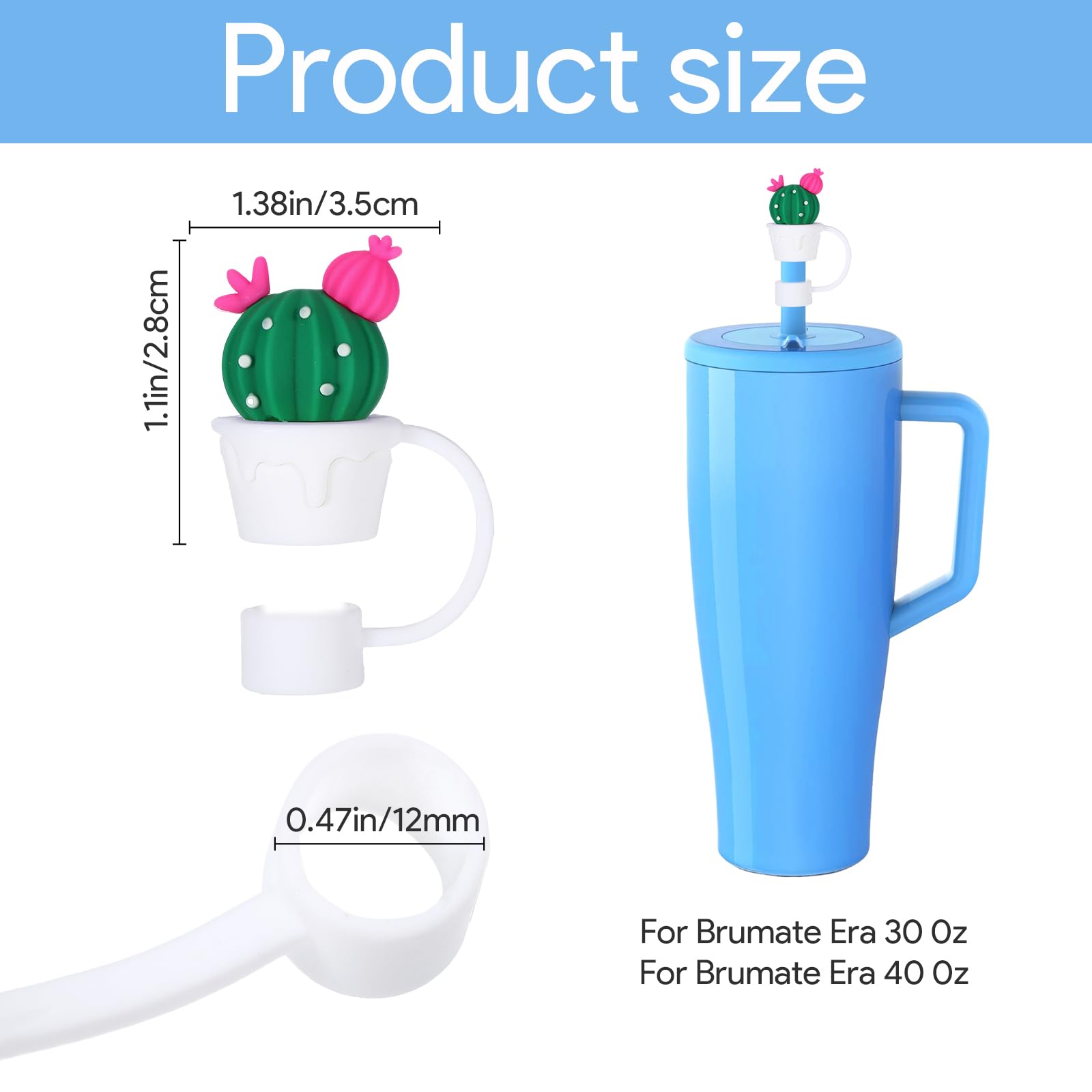 8 PCS Straw Cover for Brumate Era 30 oz/40 oz Tumbler, Reusable Straw Covers Compatible with Brumate Accessories, 12mm, Dust- and Pollution-Resistant, Easy-to-Carry Cup Accessories