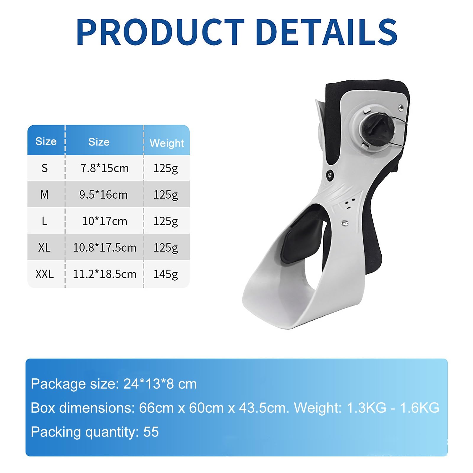 Attelle De Pied Bareform For Hommes Et Femmes - Support Cheville Réglable Avec Doublure À Coussin D'air Trois Supports Système Bouton Une Touche For Les Sports Marche(Right,X-Large)