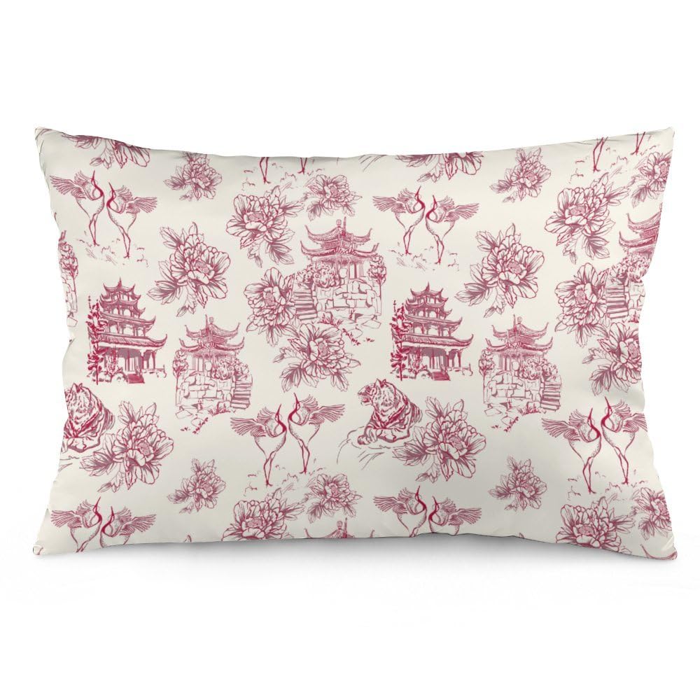 24x16inches (60x40cm) Pillow Covers, Toile De Jouy Flowers, Tiger, Cranes Red, Chair Cushions, Sofa Cushions, Seat Pillow Cases Cushions, Bed Pillowcase Cushions