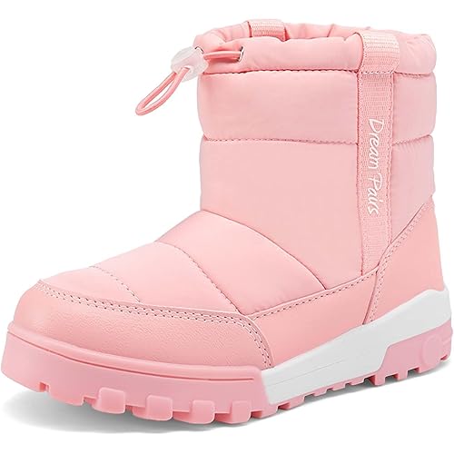 DREAM PAIRS Boys Girls Winter Snow Boots Slip Resistant Outdoor Cold Weather Boots with Faux Fur Lining