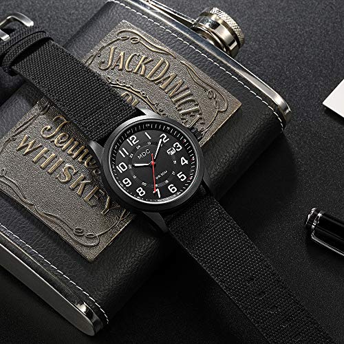 Black Military Analog Wrist Watches for Men, Mens Army Field Tactical Sport Watch Work Watch, Waterproof Outdoor Casual Quartz Wristwatch - Imported Japanese Movement, 5ATM Waterproof