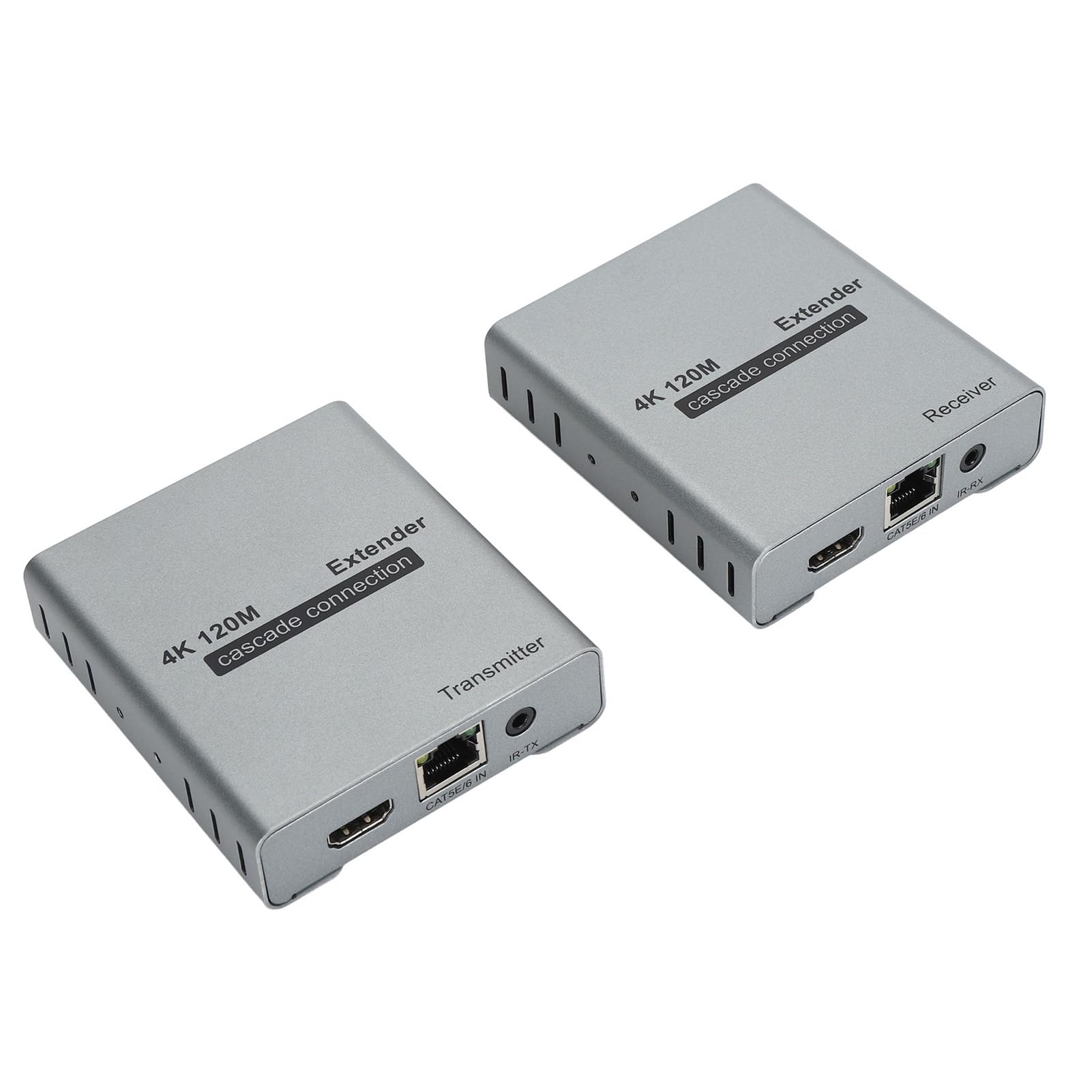 Extensor HDMI, Extensor de Amplificador de Señal HDMI 4K 120M, Conexión en Cascada de Cable LAN CAT5e Cat6 a Través de RJ45 Ethernet, Compatible con Control Remoto por