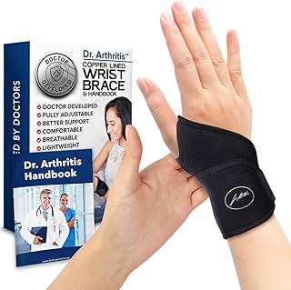 Doctor Developed Wrist Brace, Wrist Support & Carpal Tunnel Wrist Brace & Handbook, Straps for Sleeping, Arthritis, Tendonitis, Ganglion Cyst, Weightlifting, Golf & Tennis. Right hand & Left Hand
