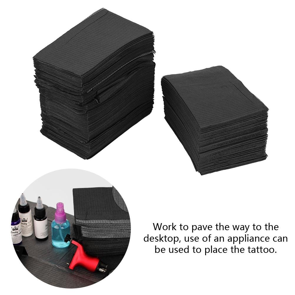 125pcs almohadilla para limpiar tatuajes, paño desechable Manteles de papel impermeables Estera Hojas de doble capa Manteles de papel personales Hojas de estera Accesorios para tatuajes