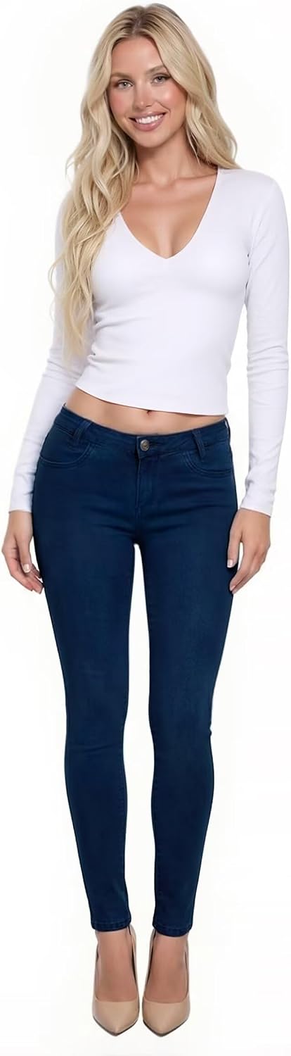 Hybrid & Company Women's Push-Up Skinny Jeans | High-rise design, shaping fit, stretch denim fabric, flattering silhouette, suitable for daily wear and casual outings