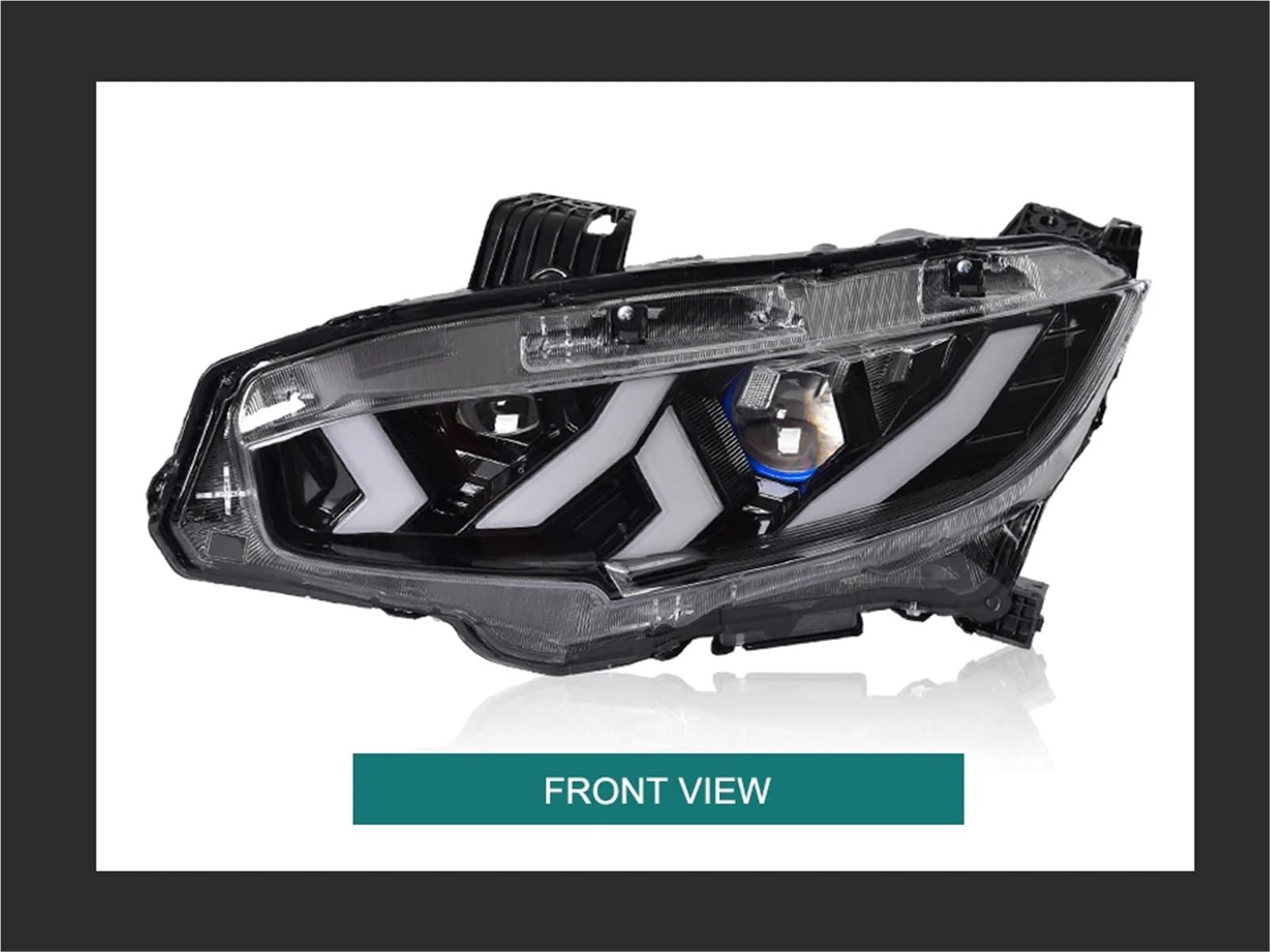 Gruppo Ottico Anteriore per Auto Civic X 2016-2021, fari Plug And Play con luci diurne a (DRL) e indicatori di direzione, 1 Coppia di fari Anteriori (DRL Rossi).