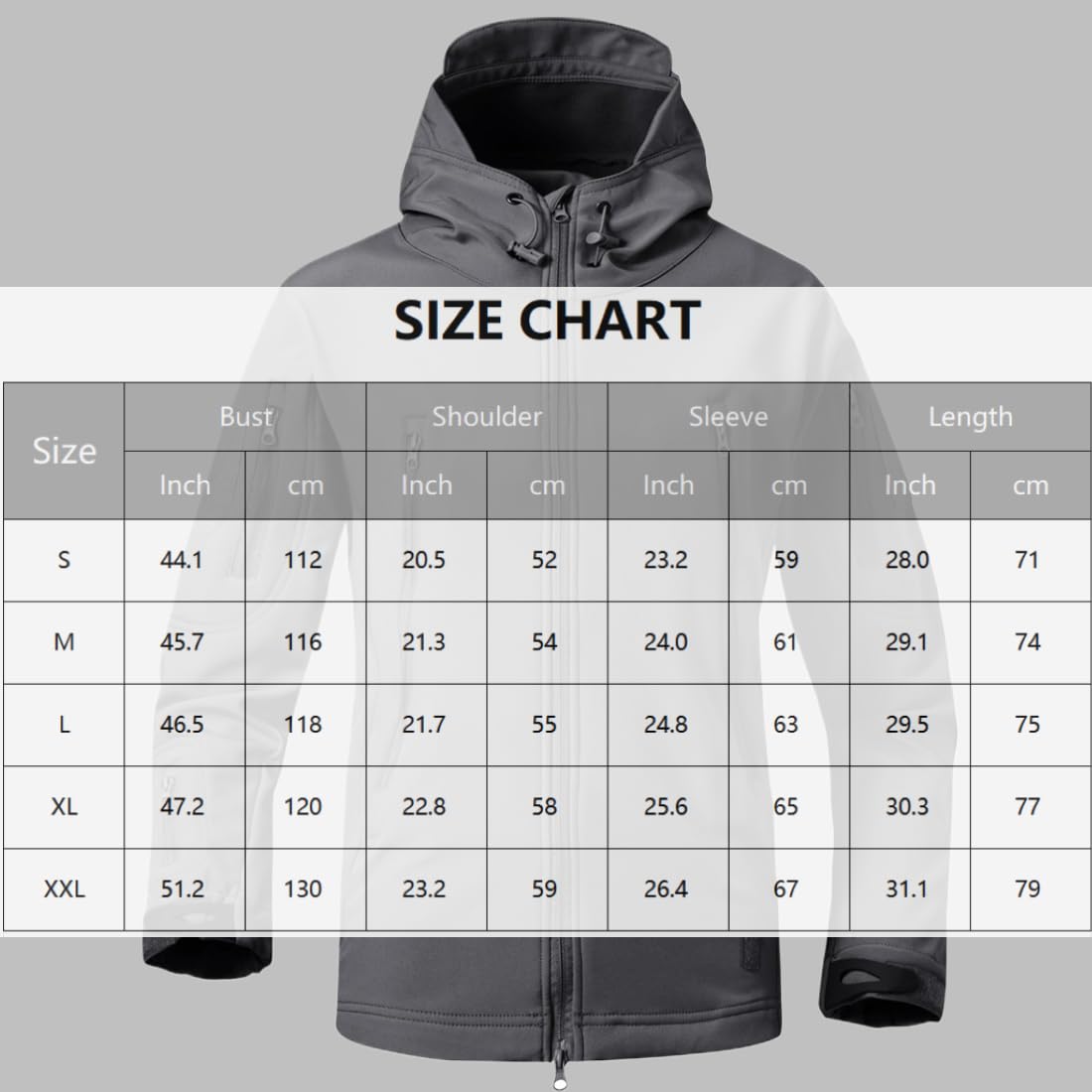 WINKEEY Giacca da Uomo Giacca Softshell con Cappuccio Autunno Invernale Giacca esterna impermeabile e antivento foderata in pile caldo