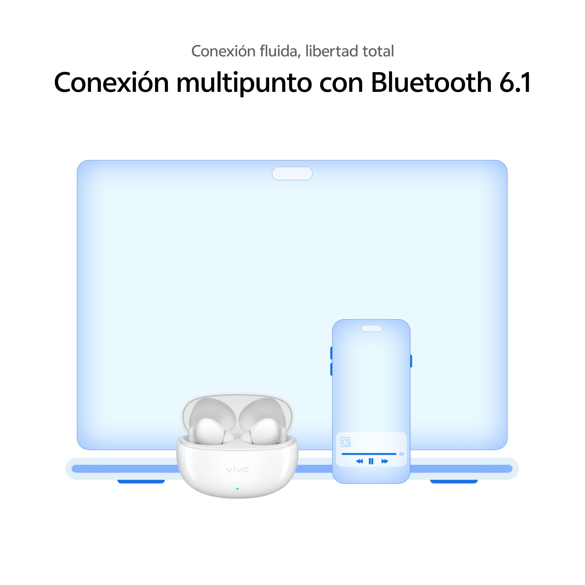 Vivo Buds Pro, Auriculares inalámbricos Bluetooth, cancelación de Ruido adaptativa con IA de 55 dB, duración de la batería de 55 Horas, Audio Espacial, conexión Dual BT 6.1, Resistencia al Agua IP54