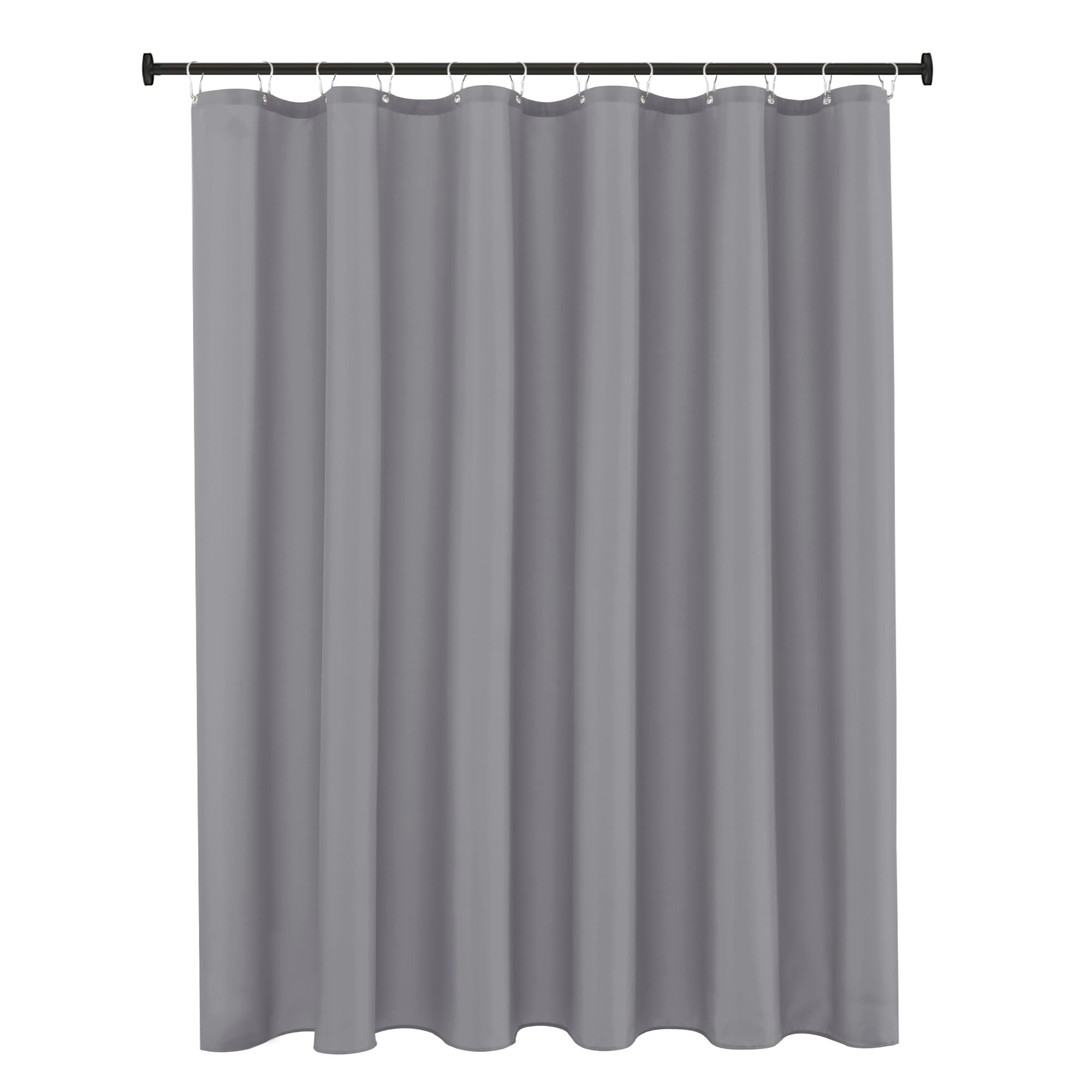Biscaynebay Fabric Shower Curtain Short Stall Liners 72" Width by 65" Length, Silver Grey Water Resistant Bathroom Curtains, Rust Resistant Grommets