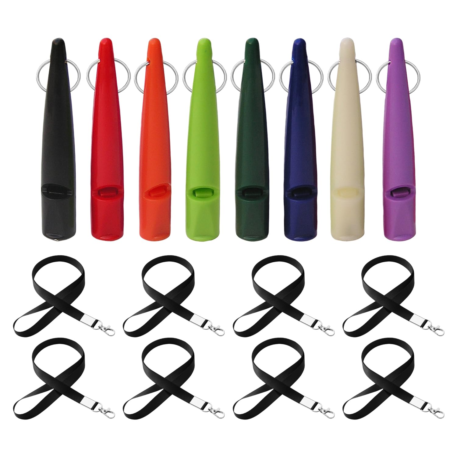 RNFKSU 8 Pieces Of Plastic High-Pitched Dog Whistle, 8 Black Lanyard, Pet Training Whistle, Used To Stop Barking And Recall.