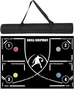 Basketball Footstep Training Mat - Non-Slip Floor Pad, Practice Blanket | Indoor Court Drill Mat For Children Adults Teens, Quiet Skill Trainer For Balance Ball Handling