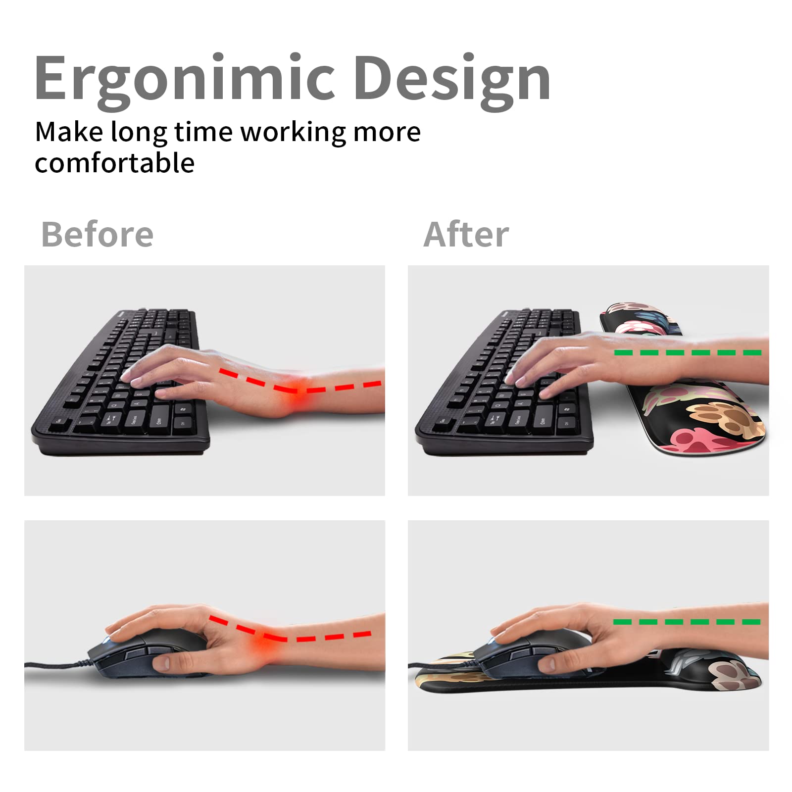 Tappetino Poggiapolsi Con Memory Foam - 25x23cm Antiscivolo Per Mouse | Design Drago - Foto 5