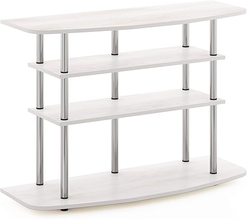 Furinno Frans Turn-N-Tube - Soporte para TV de hasta 43 pulgadas, 4 niveles, roble blanco