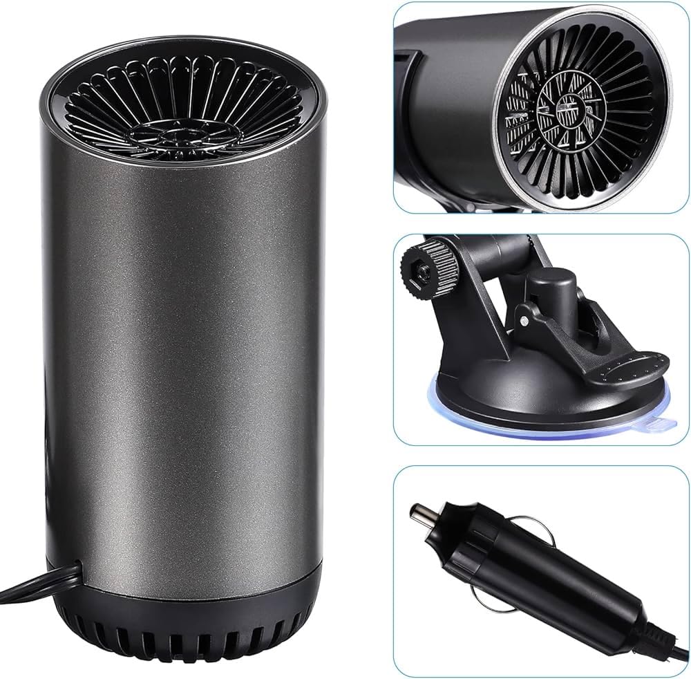 Chauffage de voiture, 12 V 150 W 2 en 1, ventilateur de chauffage et de refroidissement, désembueur de pare-brise et dégivreur, chauffage de voiture portable à brancher pour l'hiver
