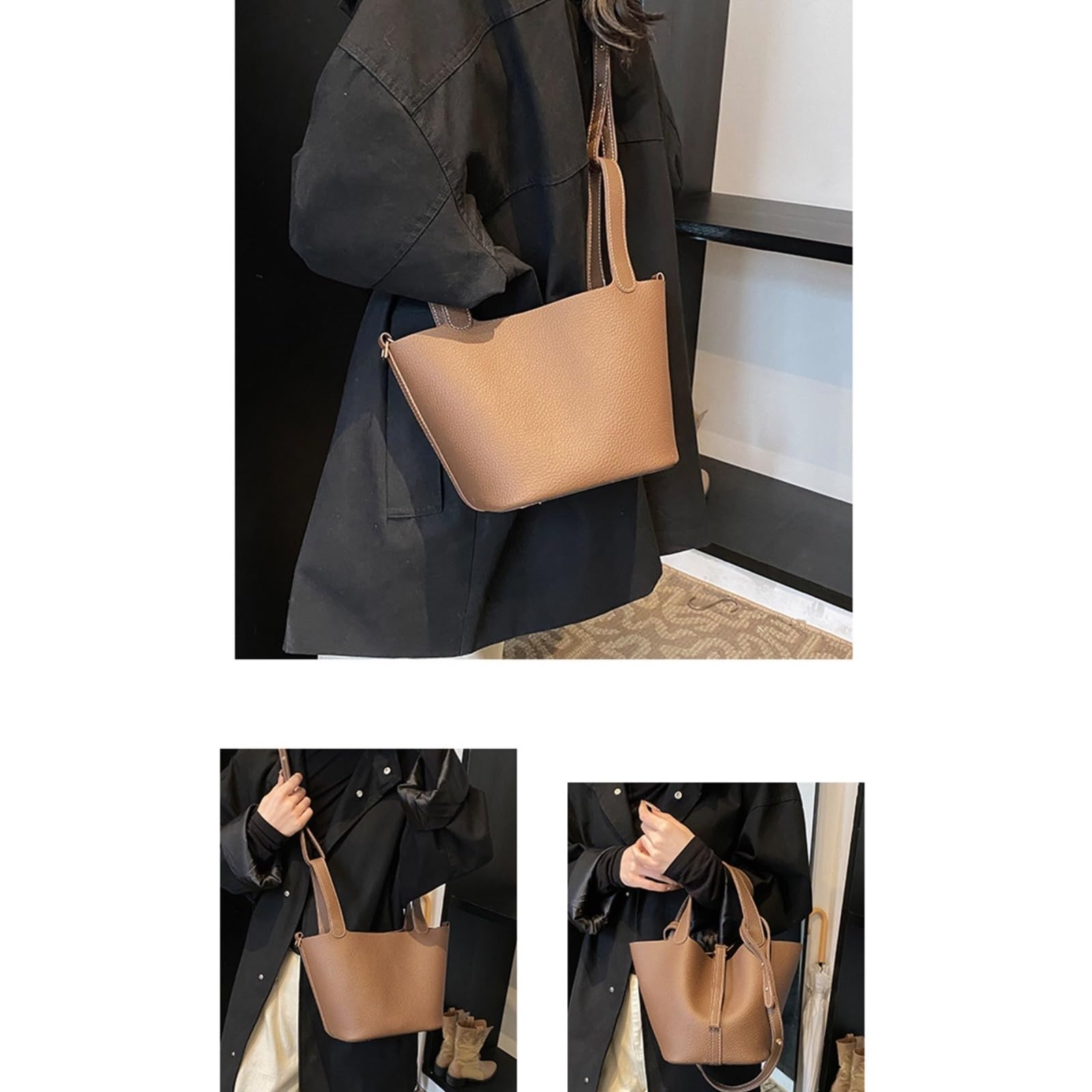 Elegante Make-up-Tasche for Damen, modisches Umhängetaschen-Set mit großer Kapazität for die Arbeit, den täglichen Gebrauch, lässig, trendig, vielseitig(Light Brown)