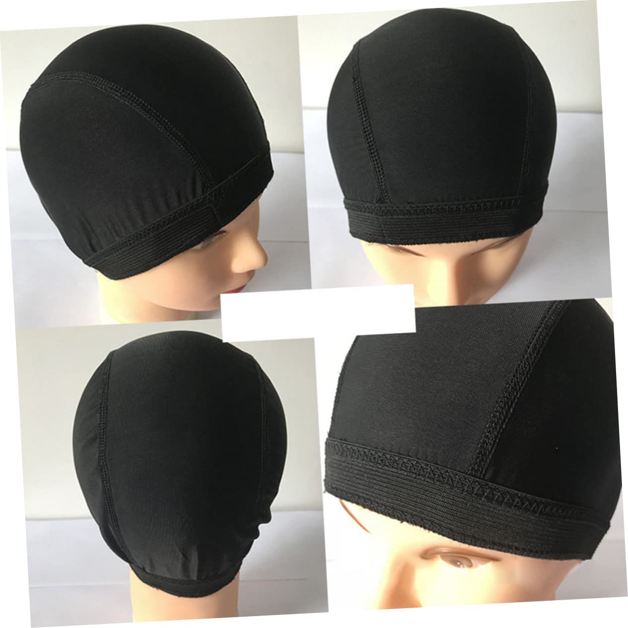 IWOWHERO 5pcs Wig Cap Accessory for Women Men Elastic Band Adjustable Wig Grip Cap Stretchy Fabric Hair Black