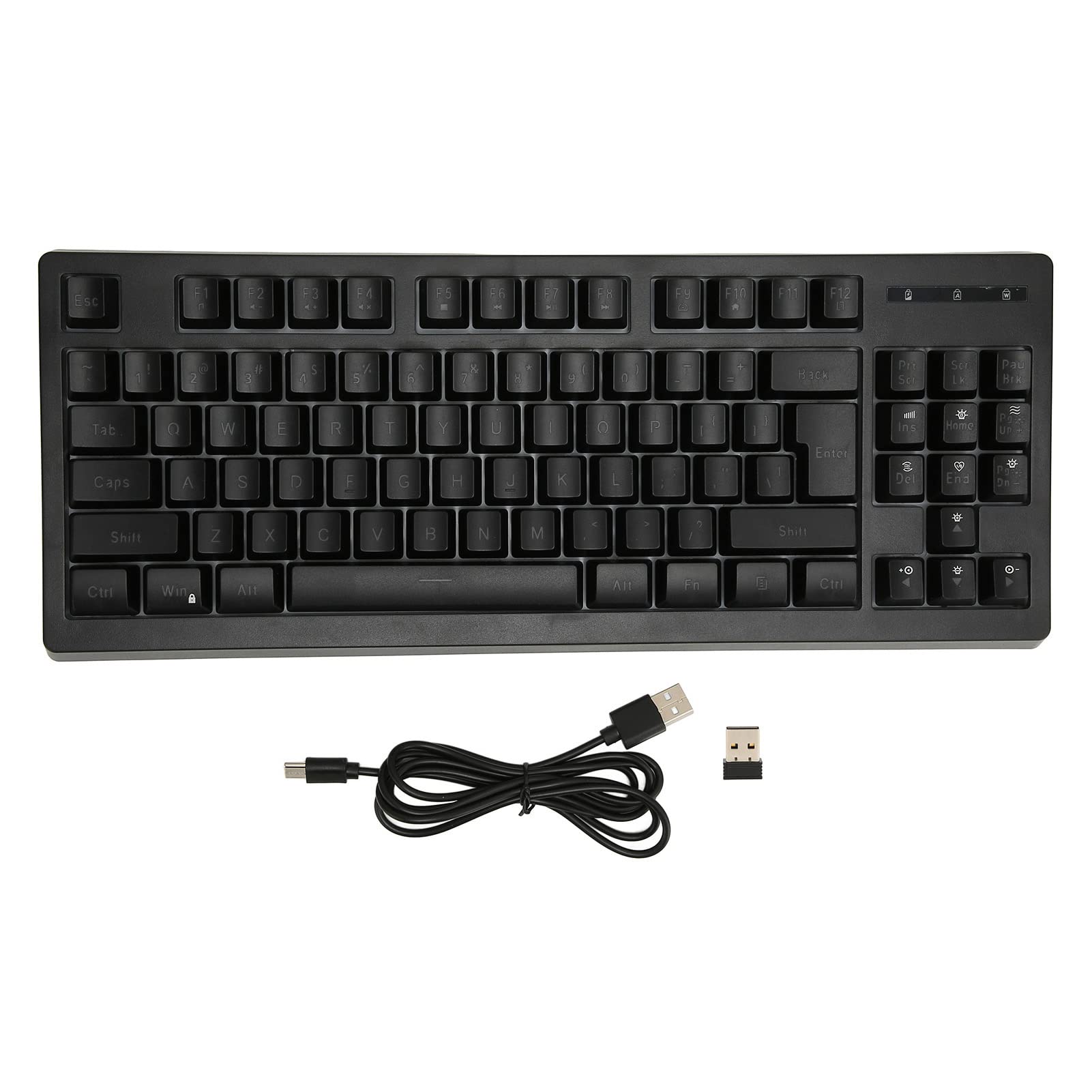 Tastiera Wireless 2.4G a 87 Tasti, Tastiera Retroilluminata Rgb, Funzione di Blocco Del Supporto, Design Del Film, Interfaccia USB 2.0, Velocità di Report 1000, per Win8, Win10, Android, OS X(Nero)