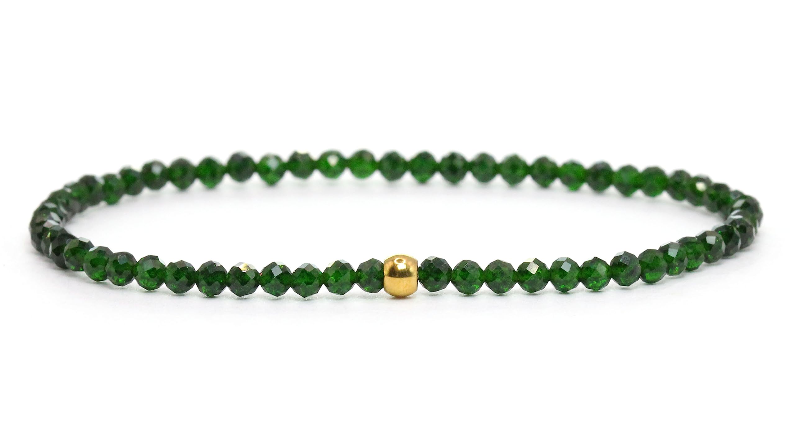 Grünfluss Armband mit facettierten 3mm Perlen - verschiedene Längen - Heilstein Schutzstein Edelsteinarmband Glücksbringer Talisman Geschenk (Grünfluss, 22CM)