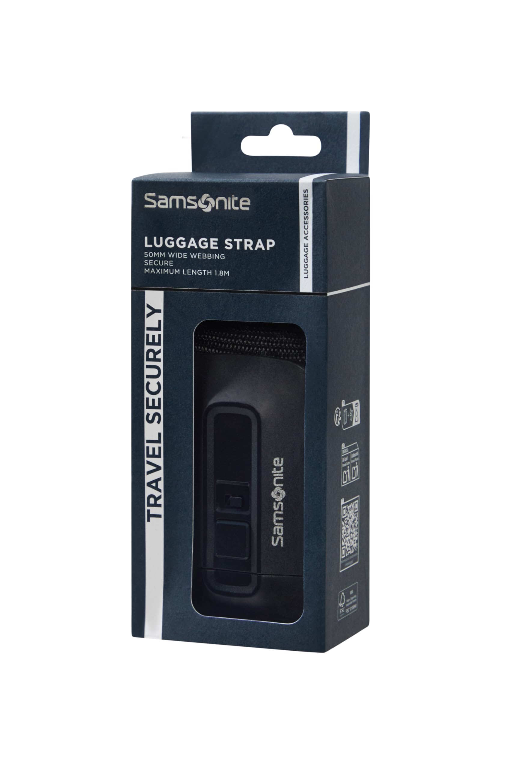 Samsonite TA Revolution Luggage Strap 50mm Black 1.8m Length Adjustable Buckle