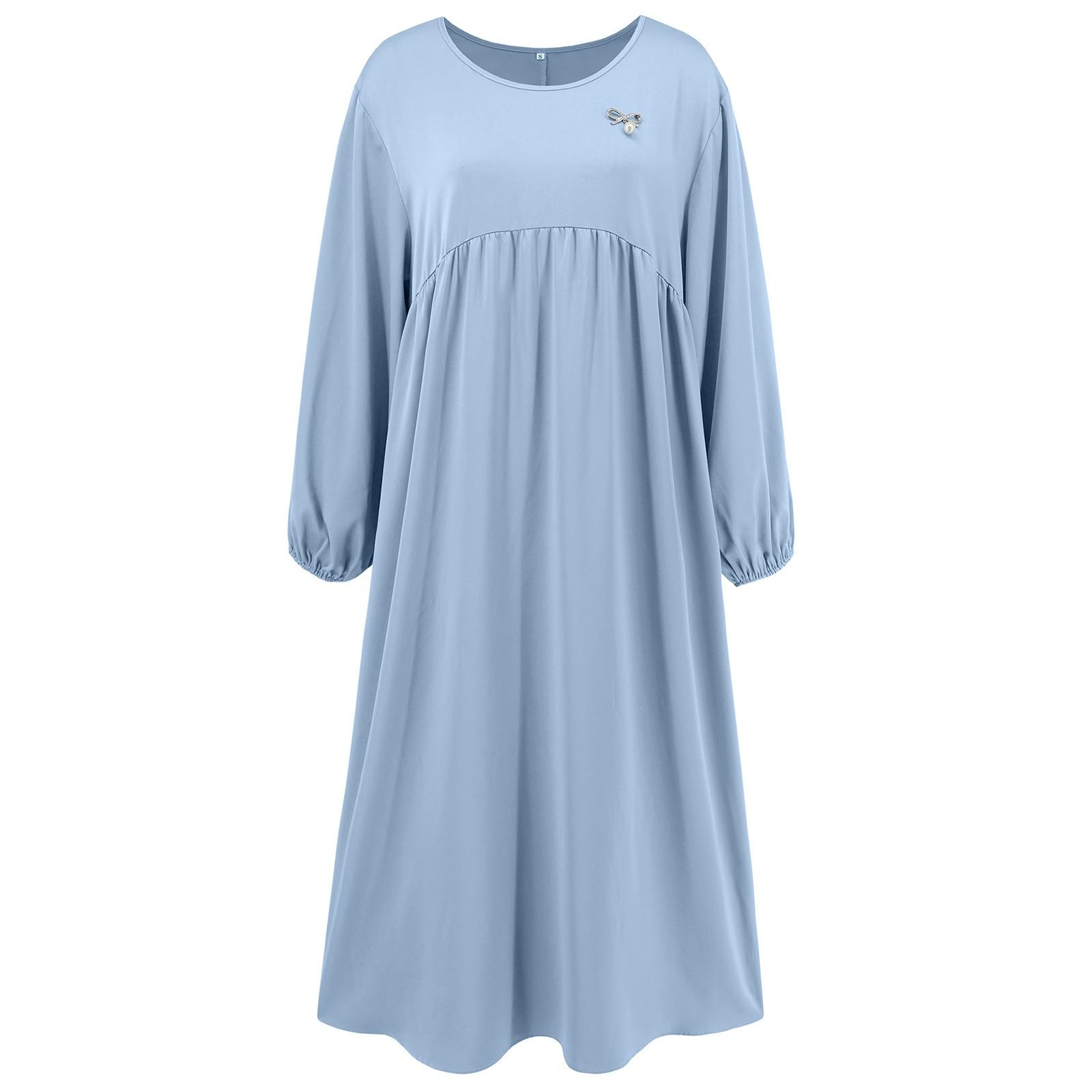 Robe Ample à Manches Longues et col Rond pour Femmes, Nouveau Style Musulman, Robe Ample à la Mode et élégante Body Femmes avec Robe De Soirée