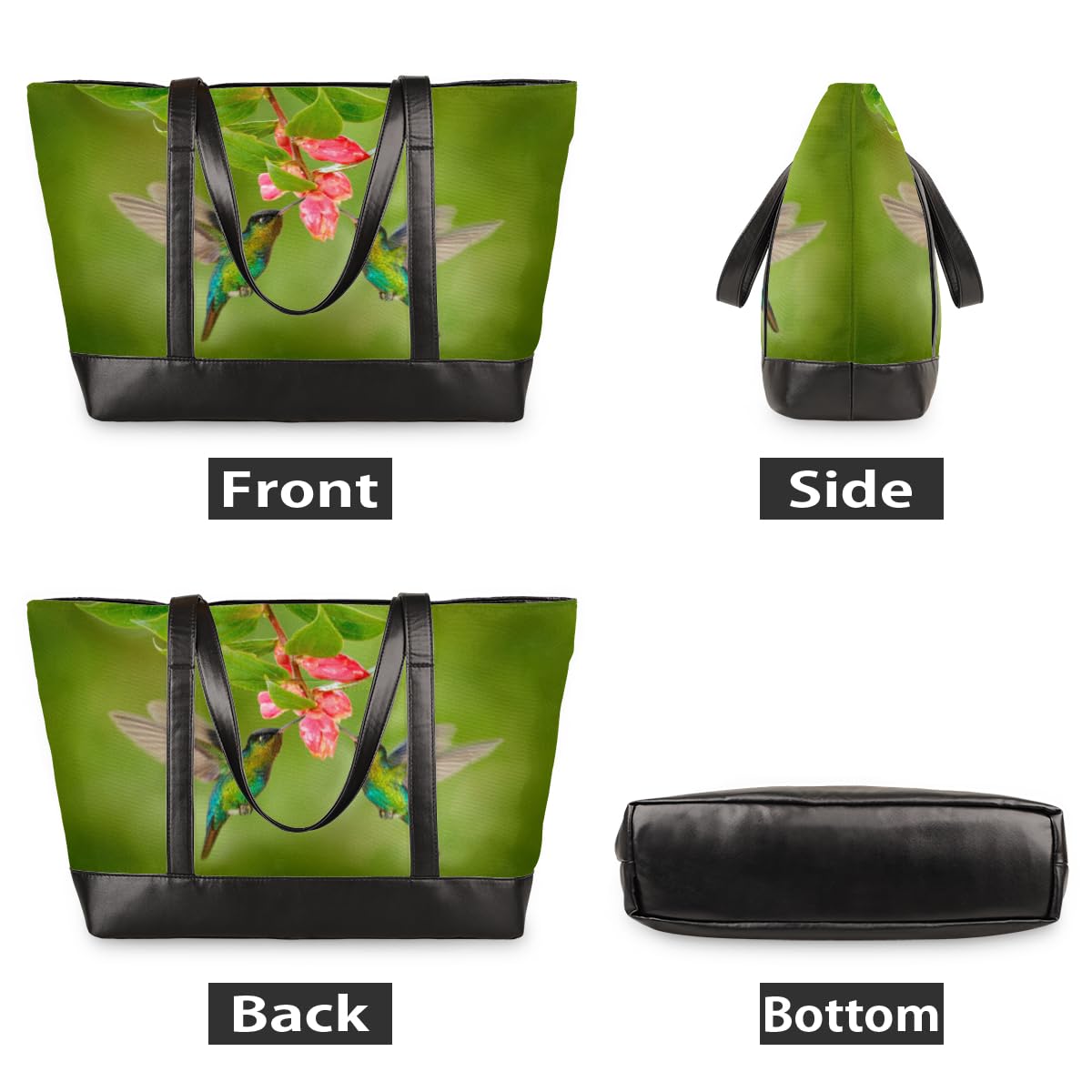 TropicalLife Kolibry kwiat kobiety torba na laptopa kolibry kwiat damski zamek błyskawiczny laptop duża płócienna torebka na ramię torba kurierska do biura podróży na zakupy, Kolor, 15 L