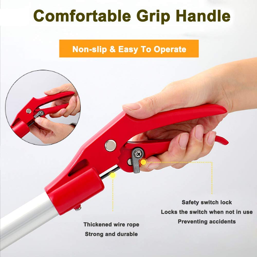 Schlangenzange für Reptilien, Aluminiumlegierung, breite Backen, Werkzeug mit Schloss, inklusive Haken und Tasche