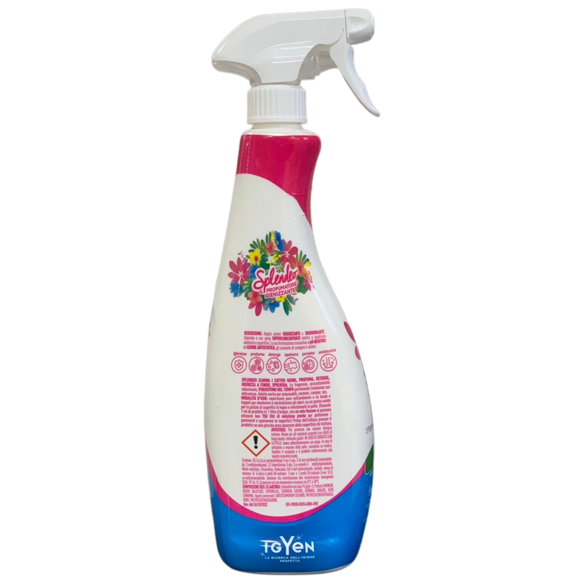 Detergente Multiuso Spray, Il Profumatore Igienizzante Superconcentrato, BOUQUET DI FIORI. Deterge a Fondo, Rimuove Germi e Batteri, 48h di Pulito Profumato 750ml (6 Spray) + Panno In Lattice SOFT