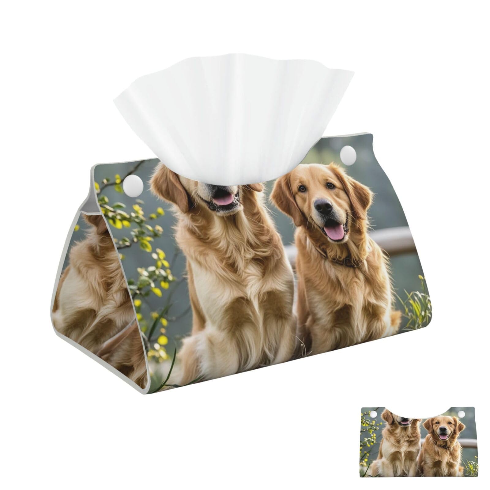 Golden Retrievers Tissue Box Cover Square Cube Boxes