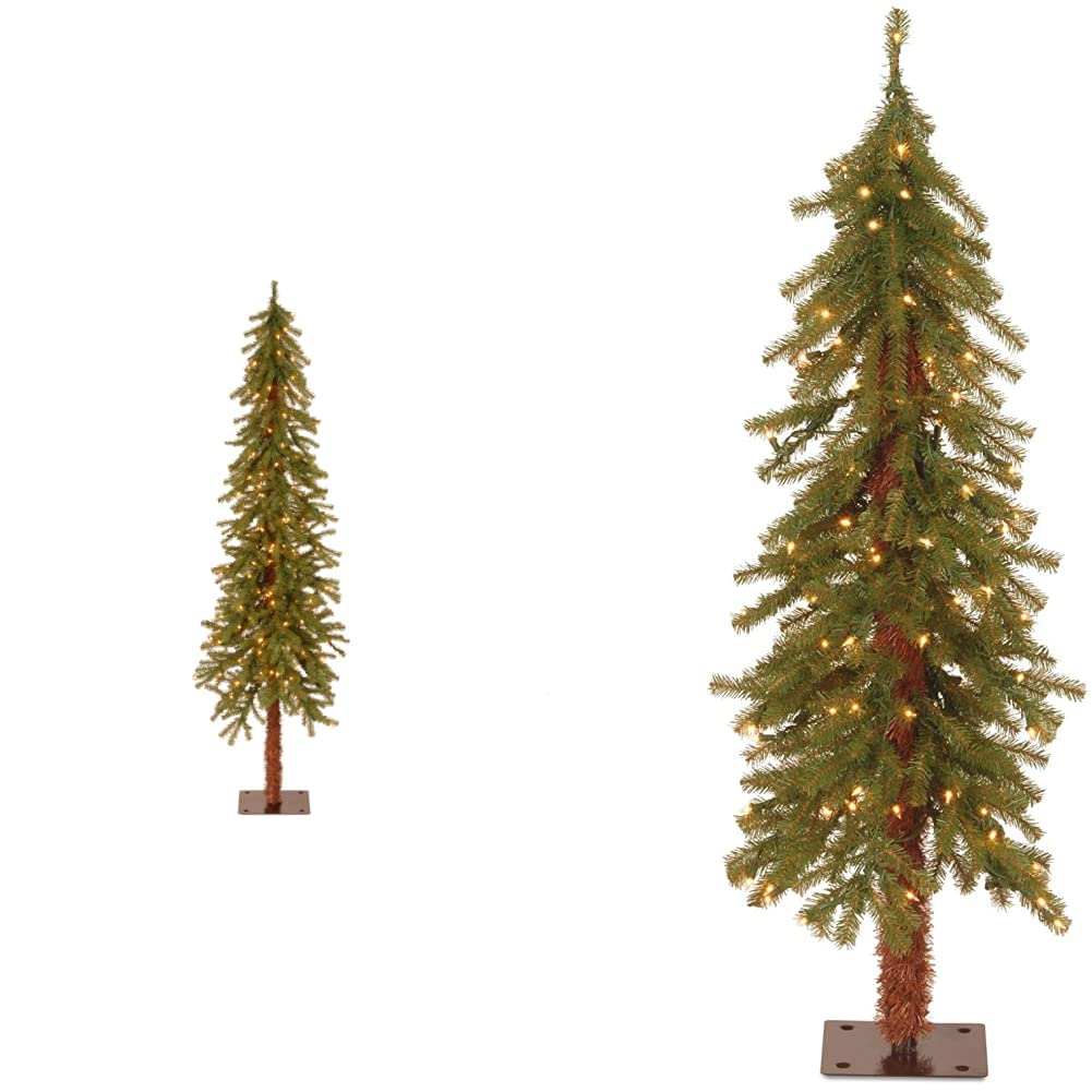 National Tree CED7-60LO-S Tree, 6 ft, Green & Pre-lit Artificial Christmas Tree | Includes Pre-strung White Lights | Hickory Cedar - 4 ft