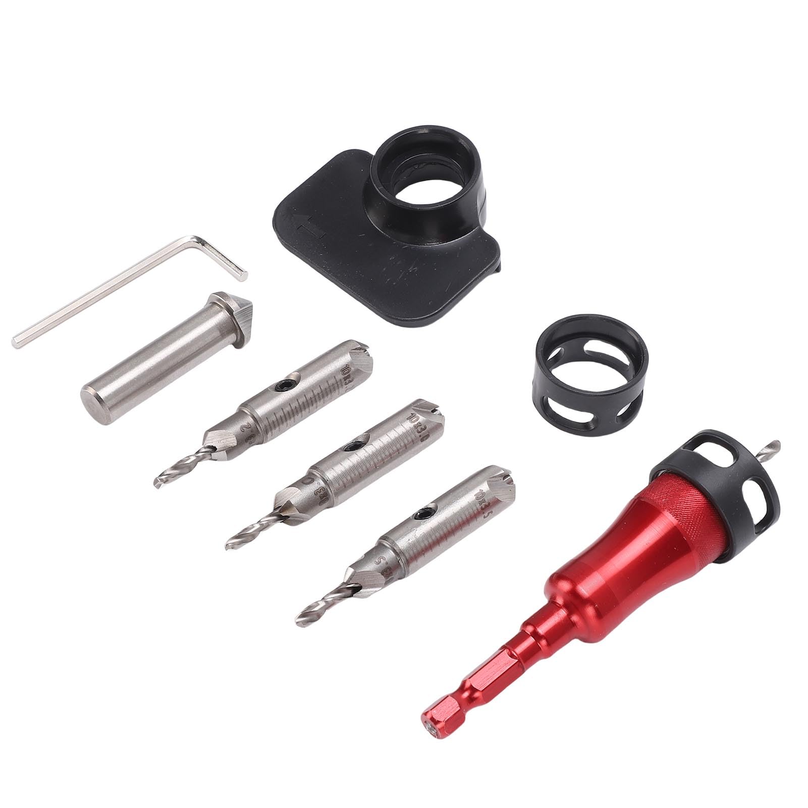 Juego de 8 brocas para avellanador, 3 flautas, multifuncionales, 8 mm, 10 mm, juego de brocas para fregadero de doble extremo con tope de profundidad ajustable, proyectos de