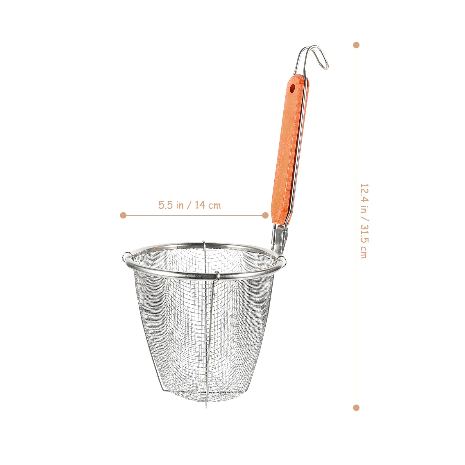 Colador de Alimentos 14 Cm de Acero Inoxidable con Mango de Madera Antideslizante, Set de 4 Piezas para Colar Fideos y Pasta, Utensilios de Cocina Portátiles para Hogar