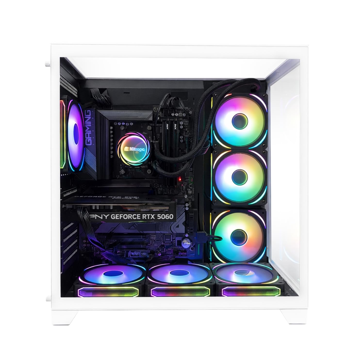 NitroPC - Pack Extremo | PC Gaming Completo (AMD Ryzen 7 5800X 3.8GHz, RTX 5060 8GB, RAM 32GB, M.2 1TB, Windows 11 Pro, RGB | WiFi, Monitor 24", Teclado, ratón, Auriculares) PC sobremesa (Blanco)