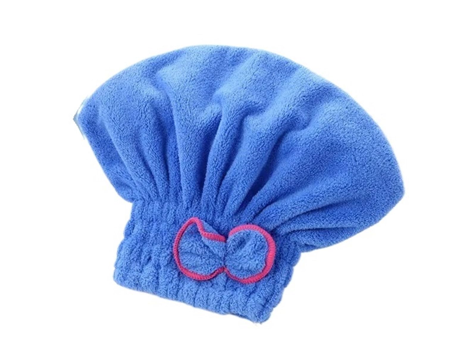 SUODEBYY Hair Towel 1Pc Women Hair Cap Microfibre Quick Drying Bath Spa Bowknot Wrap Towel Hat For Bathroom AccessoriesShower(Blue)