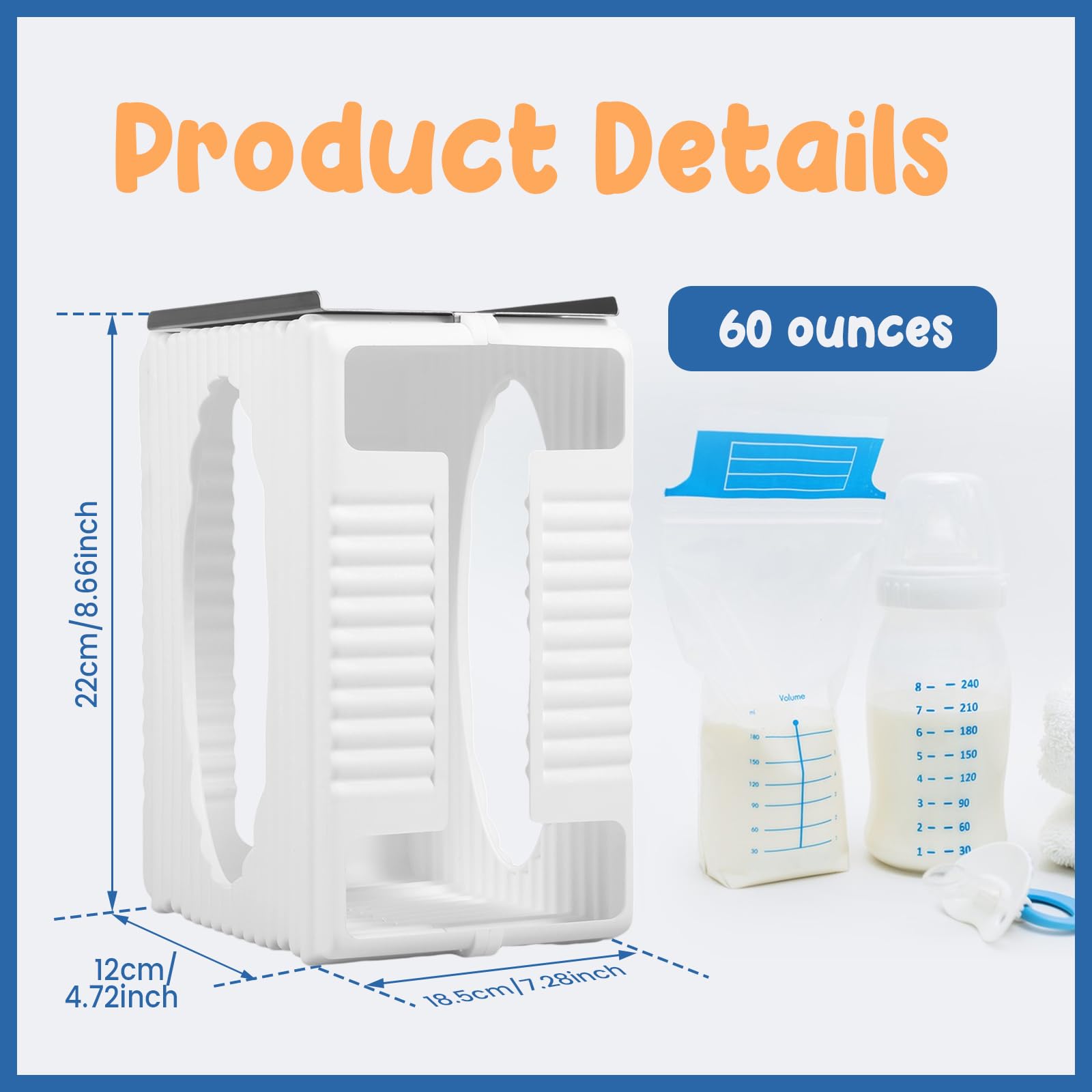 Boîte de rangement pour lait maternel, sac de rangement pour lait maternel, peut contenir jusqu'à 1 701 g, organiseur de congélation du lait sain avec plateau, tour de rangement réutilisable