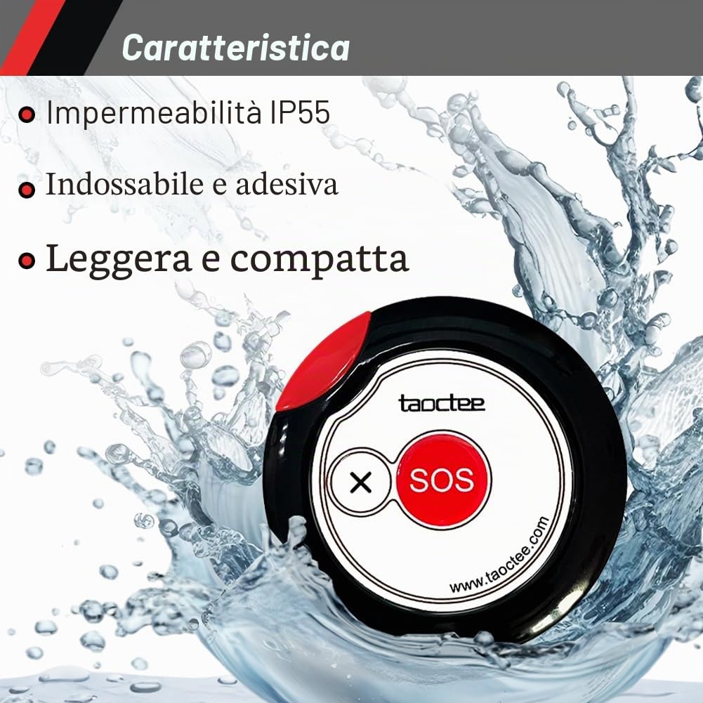 Allarme Panico, Pulsante Emergenza, Sirena e Luce Stroboscopica | Bottone SOS portatile con corda conveniente per casa, fabbrica, ospedale, magazzino, centro commerciale (batteria/USB)