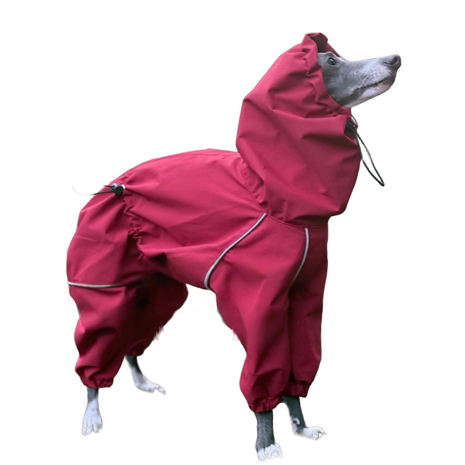 UOSIA Waterproof Dog Coat Solid Turtleneck Raincoat For Italian Greyhound Red Zipper Jacket For Whippet Dog Reflective Strip Warm Full Body Coat For Medium Dogs