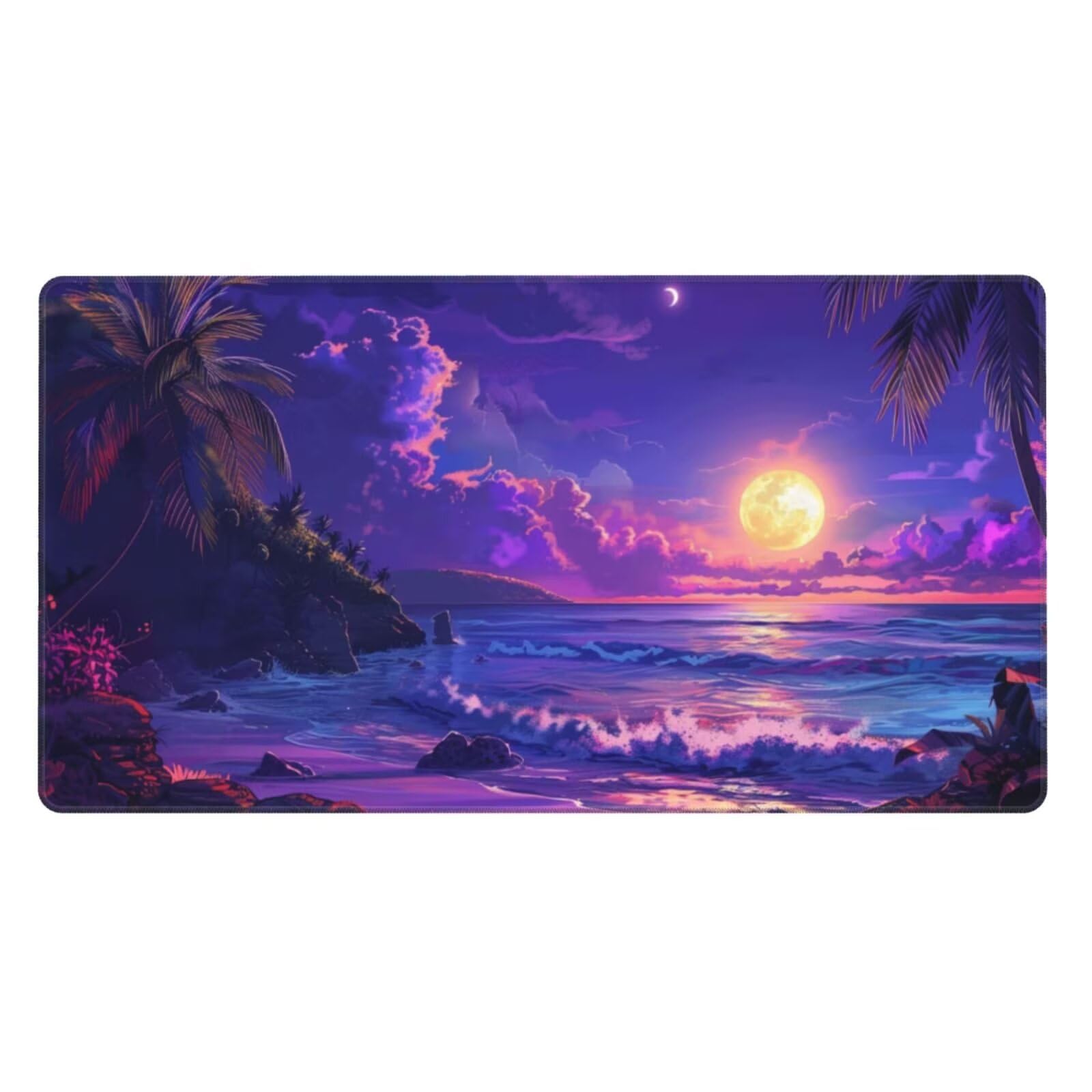 Alfombrilla de Ratón Gaming Grande XXL 1600x800x4mm con Bordes Cosidos, Tela de Micro Tejido, Base de Goma Antideslizante y Mouse Pad, para Teclado Jugadores Escritorio, PC, Oficina Mar Morado Y6345