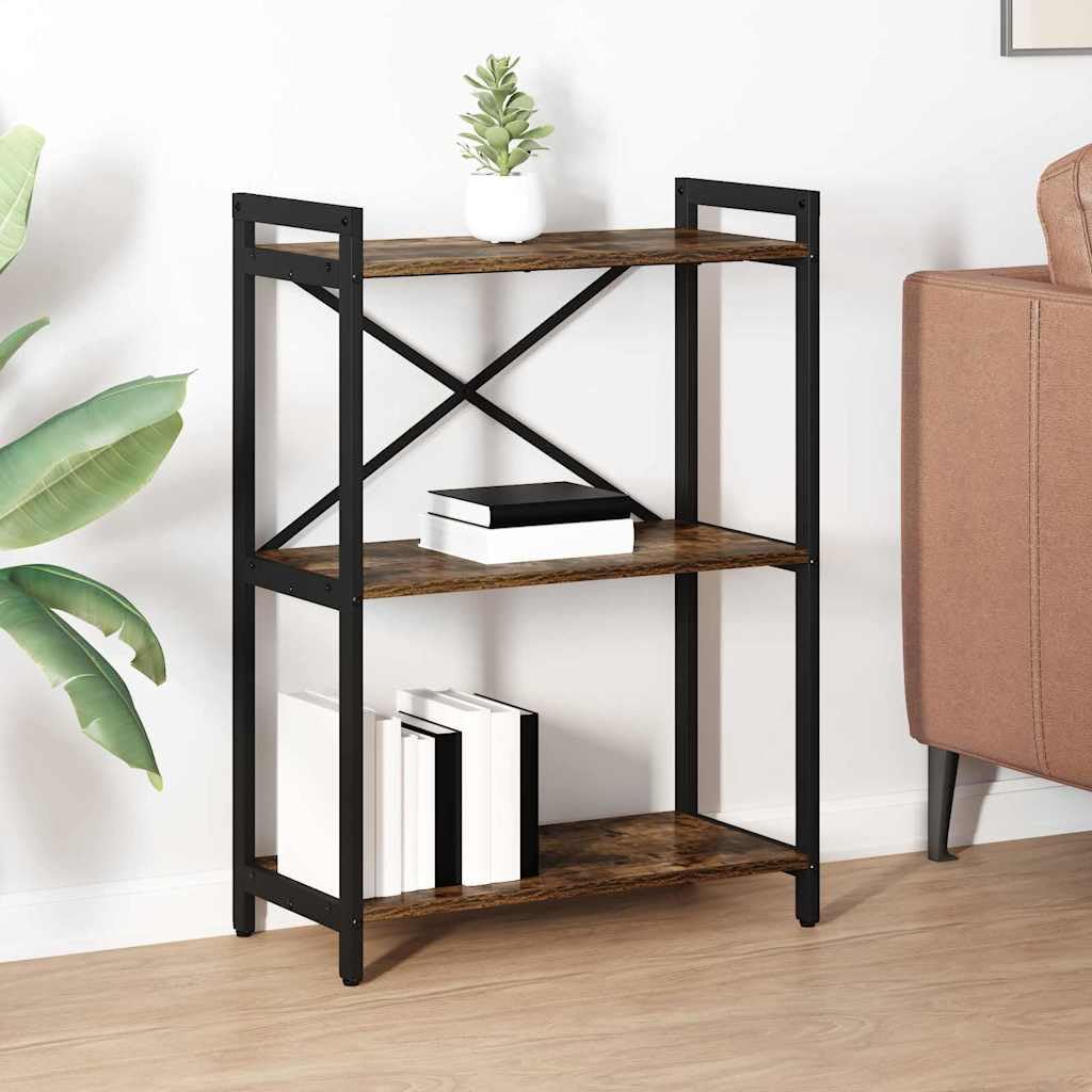 vidaXL Étagère Chêne fumé 60 x 30 x 85 cm Bois d'ingénierie, Étagère Industrielle Moderne, Rangement en étagères, déco pour Organiser ta Maison, Meuble Livre Libre