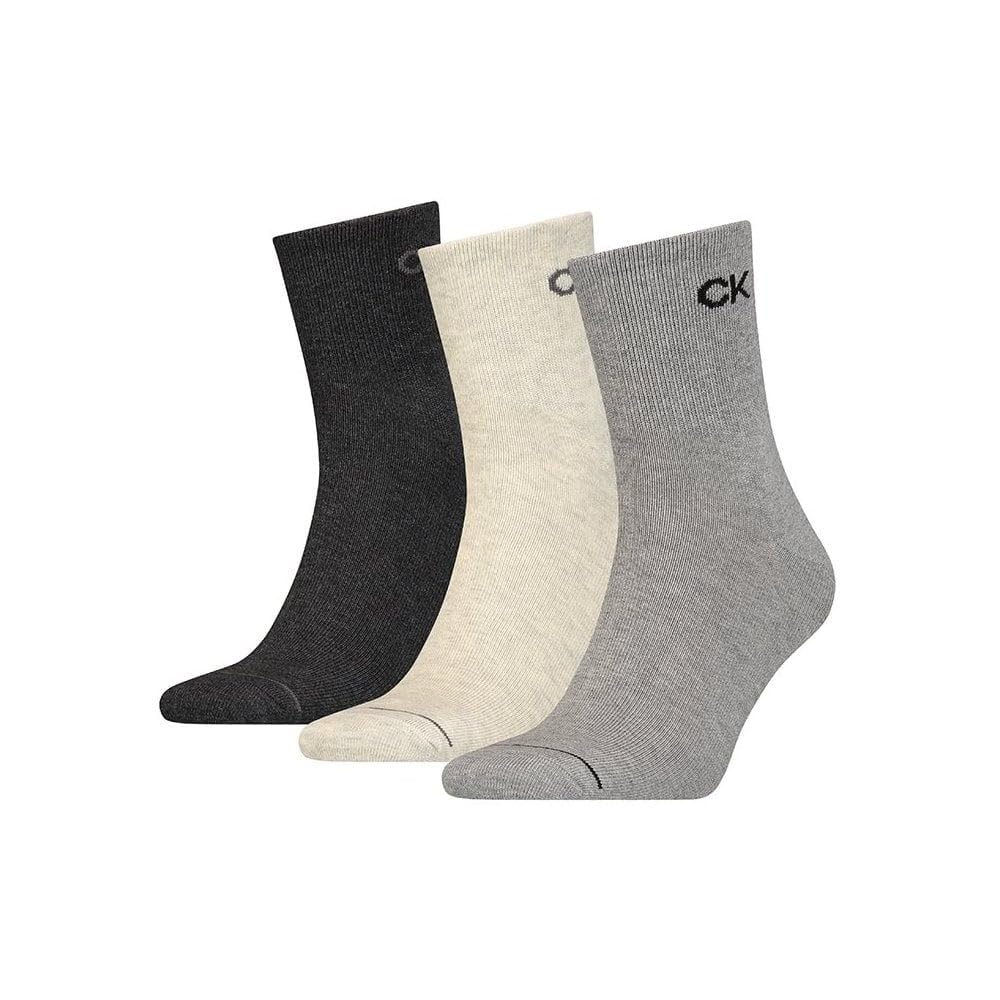 Calvin Klein Men's Grey 3-Pack Combed Cotton Short Socks, Mid Melange One Size