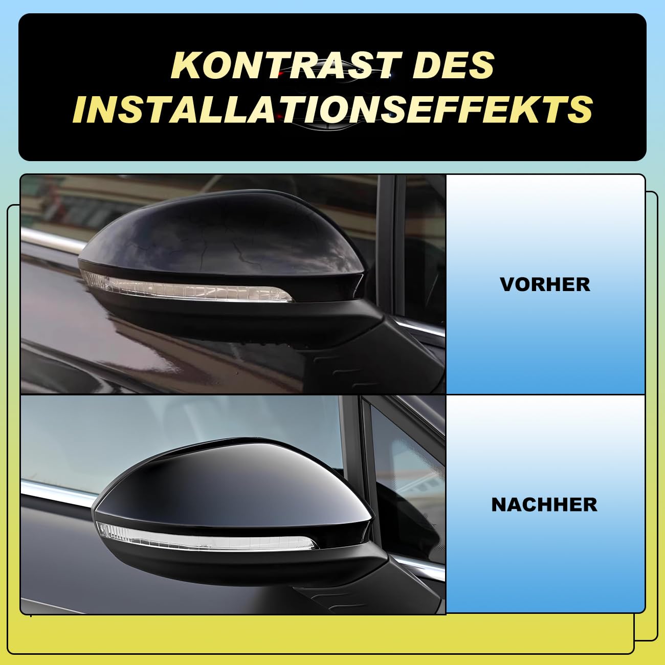 GEARMONSTER Tappi per specchietto retrovisore auto, cover per specchietto retrovisore, ricambio per specchietto laterale, copertura specchietto laterale compatibile con VW Golf 8 MK8 2019-2021, nero