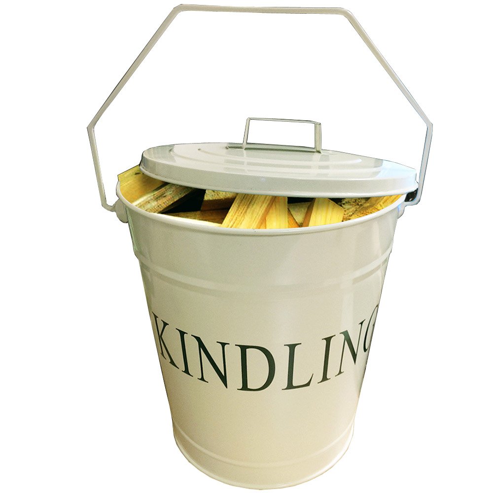Inglenook Cream Kindling Bucket With Lid Kindle Bucket Bucket & Lid Extra Large