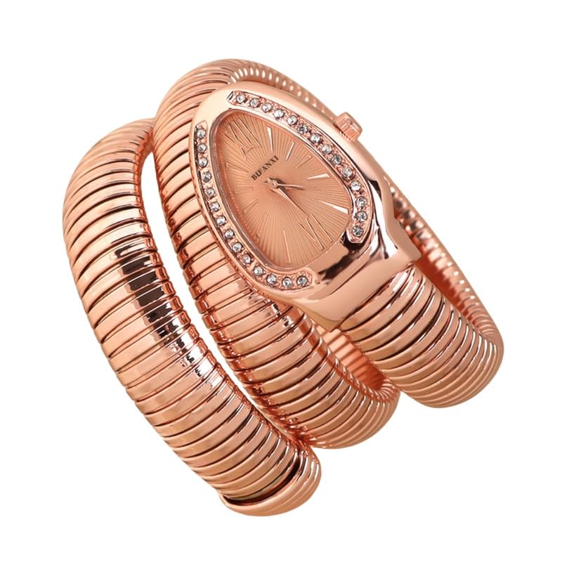 LUOLINGONGJUE® Ladies Snake Bracelet Fashion Watch - Creative Quartz Design, Personality Oval Dial, 50m Waterproof