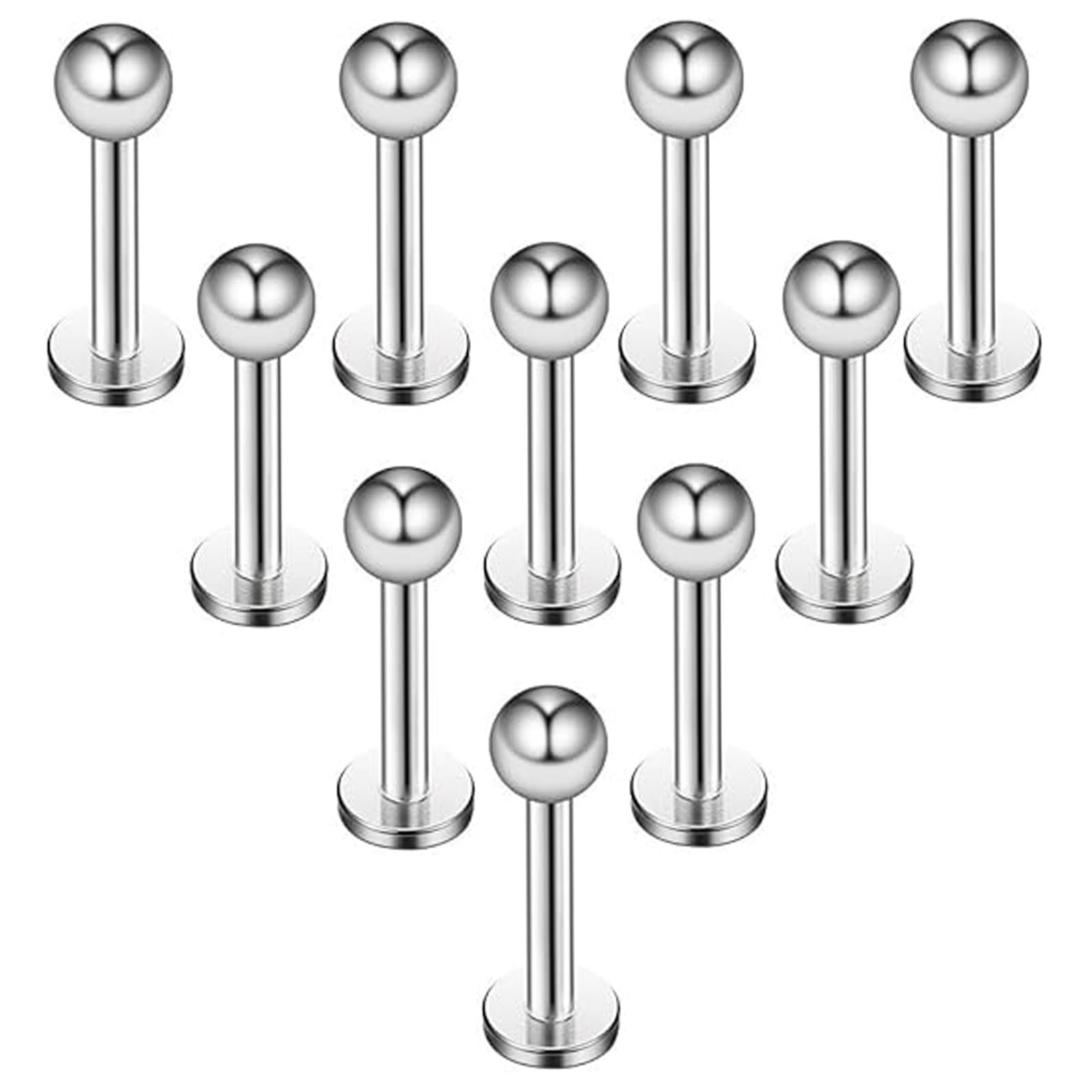 Briana Williams 10pcs 1.2mm 316L Acero Inoxidable Labret Labio Piercing Tragus Helix cartílago Pendiente Barbell Stud, 6-8 mm Longitud de la Barra — view 18
