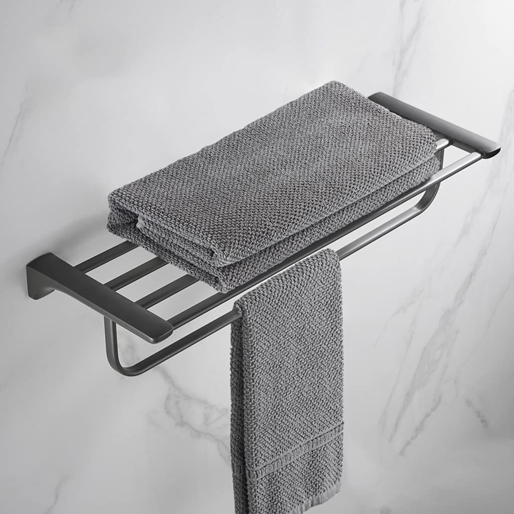 Porte-serviettes de salle de bain en acier inox gris anti-rouille à double barre