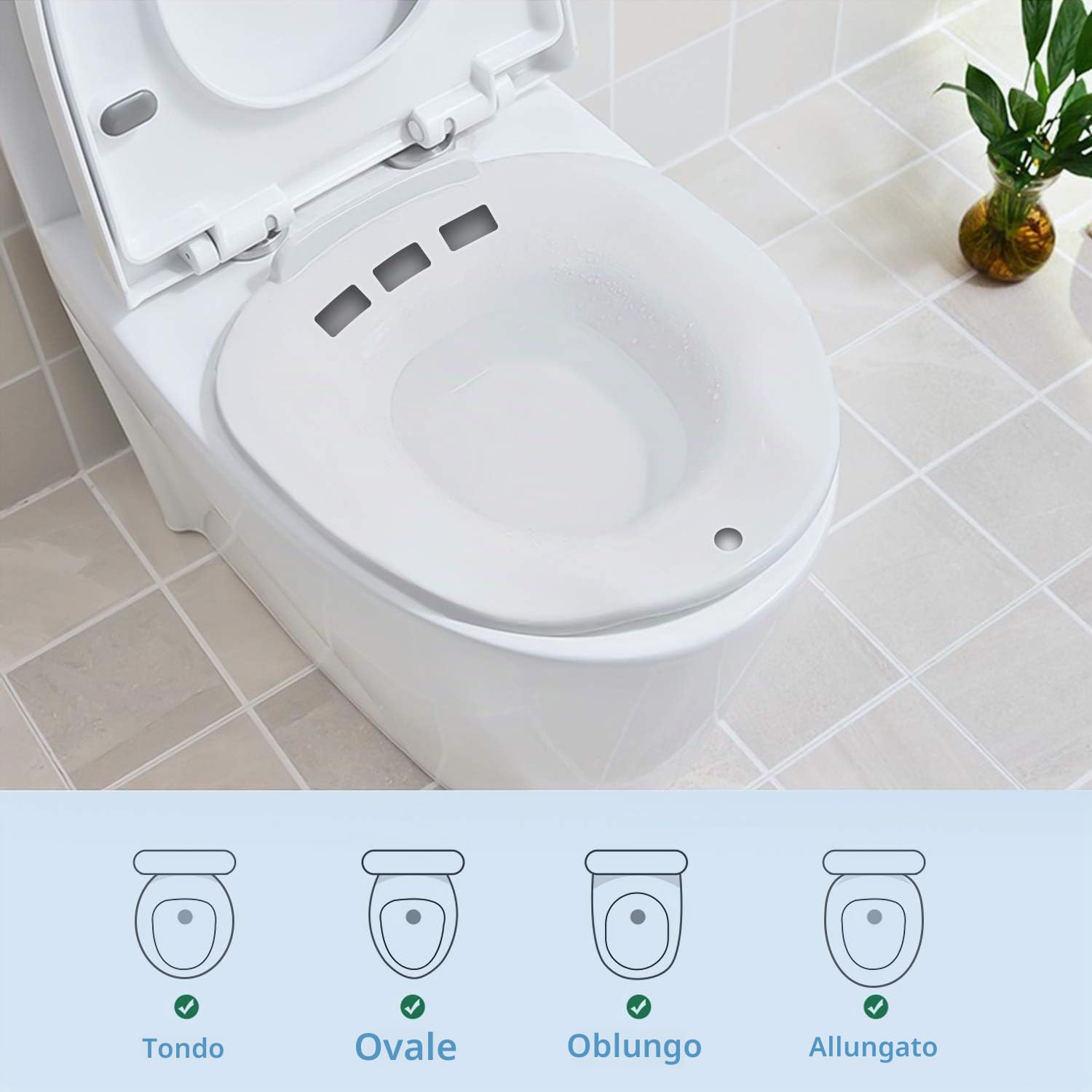 Bagno Sitz – Toilette Perineable – Vasca Semicupio per Trattamento Emorroidi, Cura Post Partum, Bidet portatile per donne in gravidanza, episiotomia Adatto a tutti i WC Standard