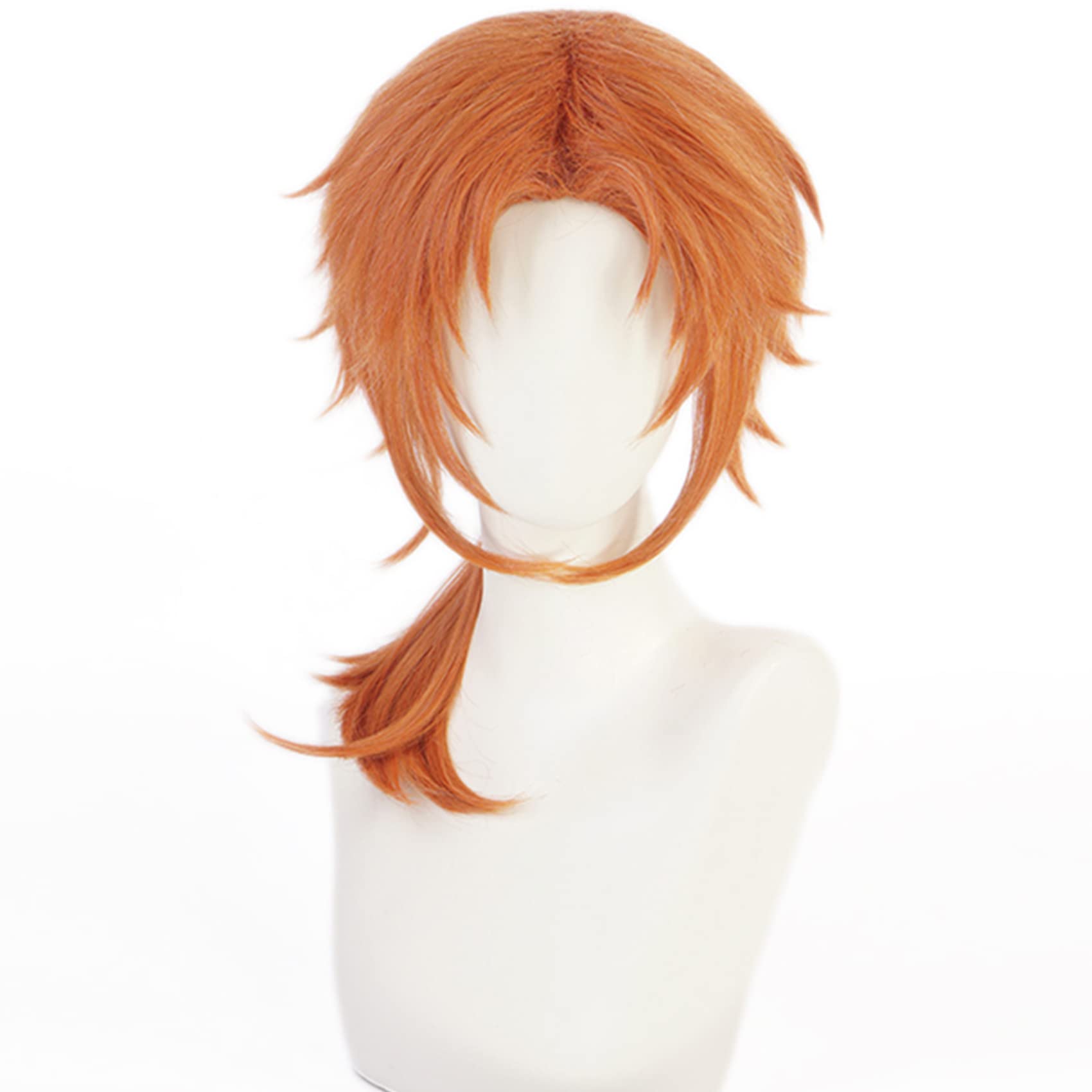 Orange Red Long Curly Ponytail Wig for Anime with Heat Resistant Fiber Synthetic for Women Men Halloween Comic Con Cos Role Replacement Wigs - Image 2