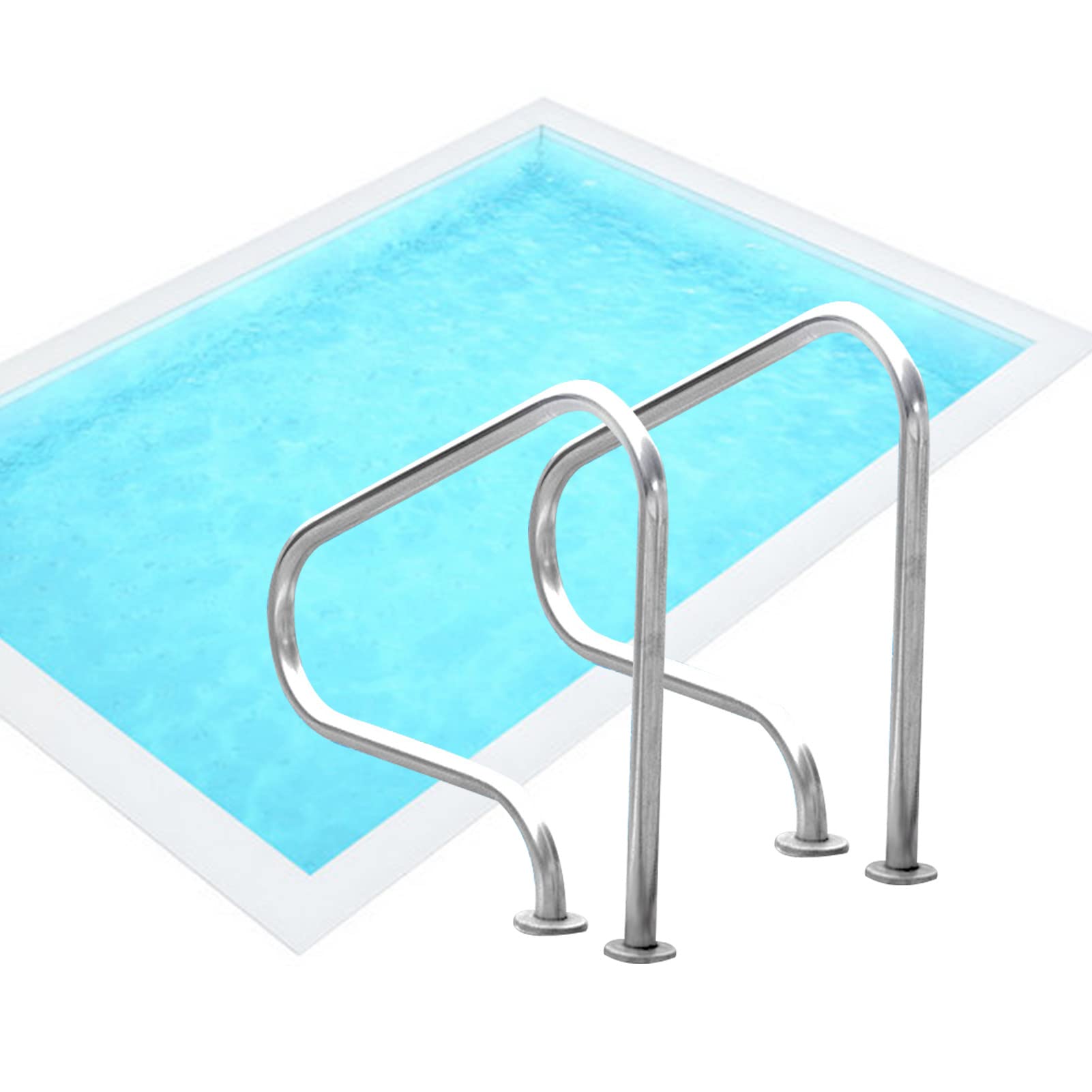 Rampe piscine acier inox : barre d'appui de sécurité pour escalier de bassin extérieur