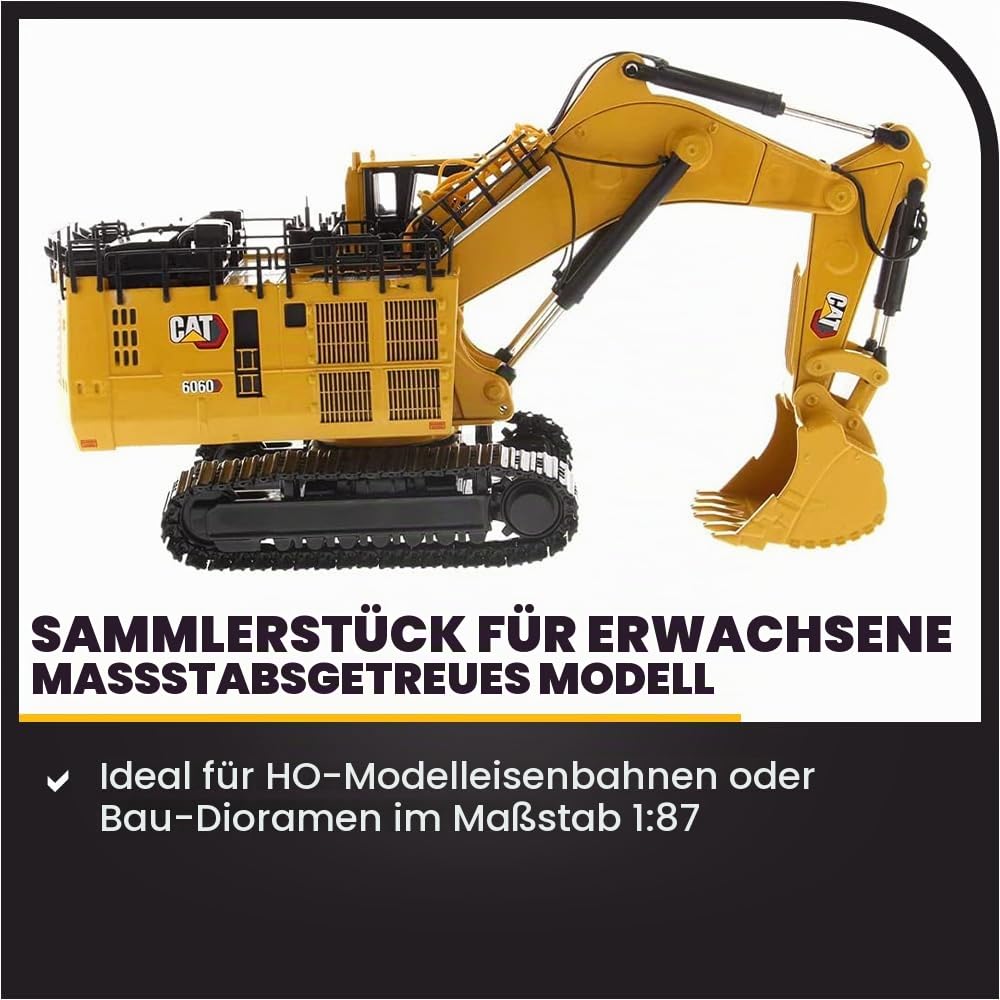 Diecast Masters 1:87 HO Scale Model Cat 6060 Hydraulic Mining Shovel, 85651 | Mit Tieflöffel, detailgetreues CAT Baufahrzeug, ca. 25 x 11 x 14 cm, ab 14 Jahren, für Sammler, 85651