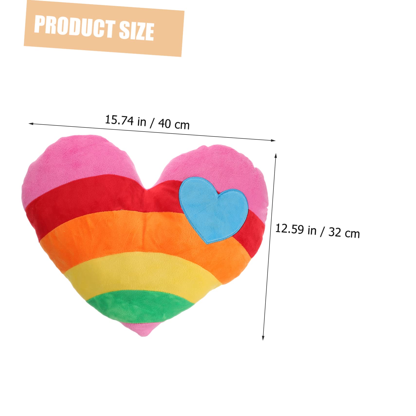 Cuscino A Forma Di Cuore Arcobaleno – 42x32 Cm, Imbottito In Cotone PP, Peluche Morbido, Decorativo Per Divano, Letto, Auto E Ufficio